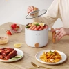 AIDRVI Instant noodle cooking Wonder portable electric cooker, dormitory student pot, instant noodle cooking pot, multi-functional household all-in-one pot, small electric heating. The pot hot pot is white. Application Scenario